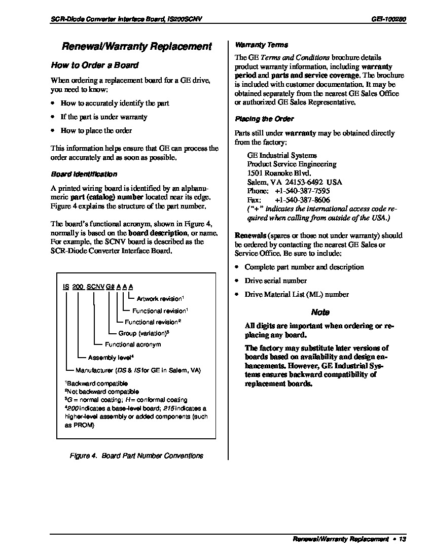 First Page Image of IS200SCNVG1A SCR-Diode Converter Interface Board Renewal Replacement Warranty.pdf